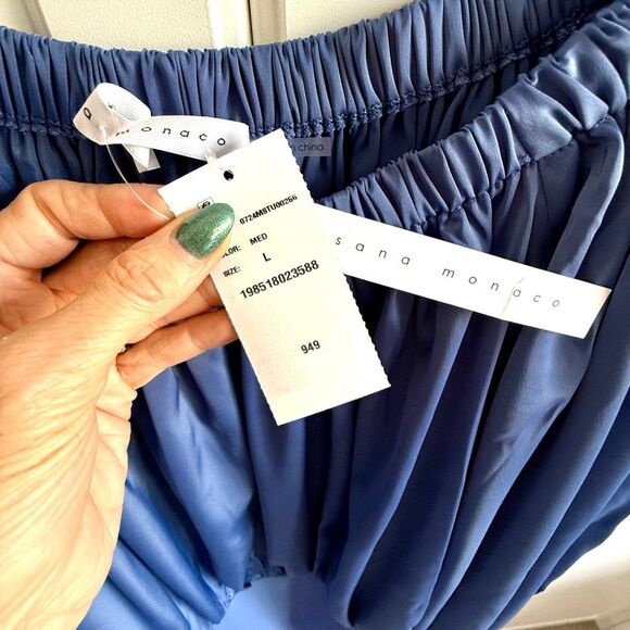 NWT Suzana Monaco off the shoulders matte satin blouson bodysuit. Size L - Picture 7 of 11